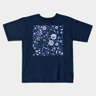 Indigo Blue Flowers Kids T-Shirt